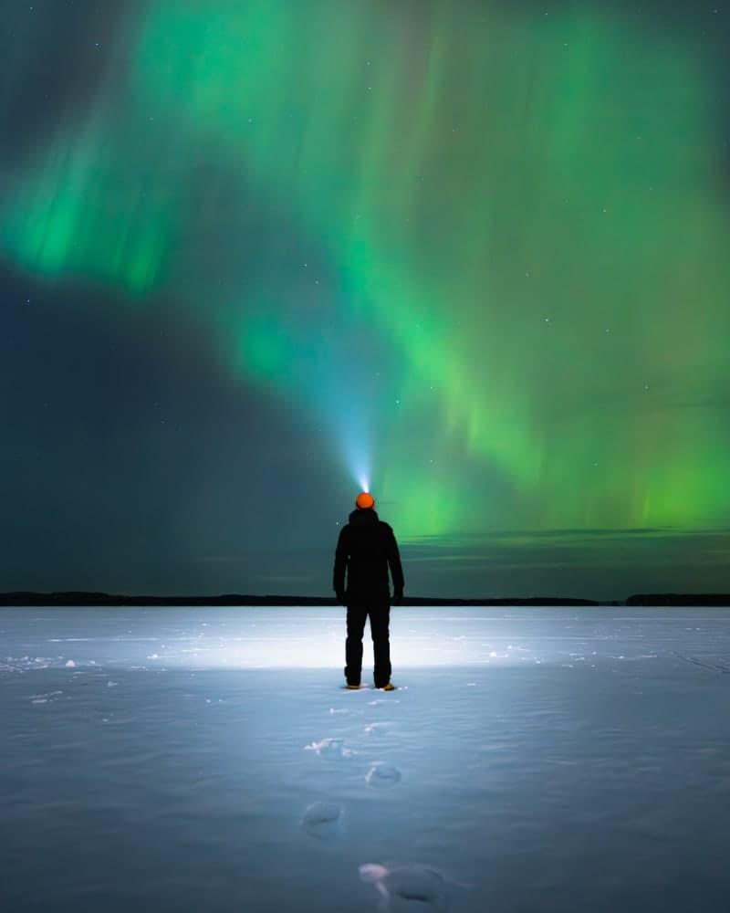 Standing watching Northern Lights